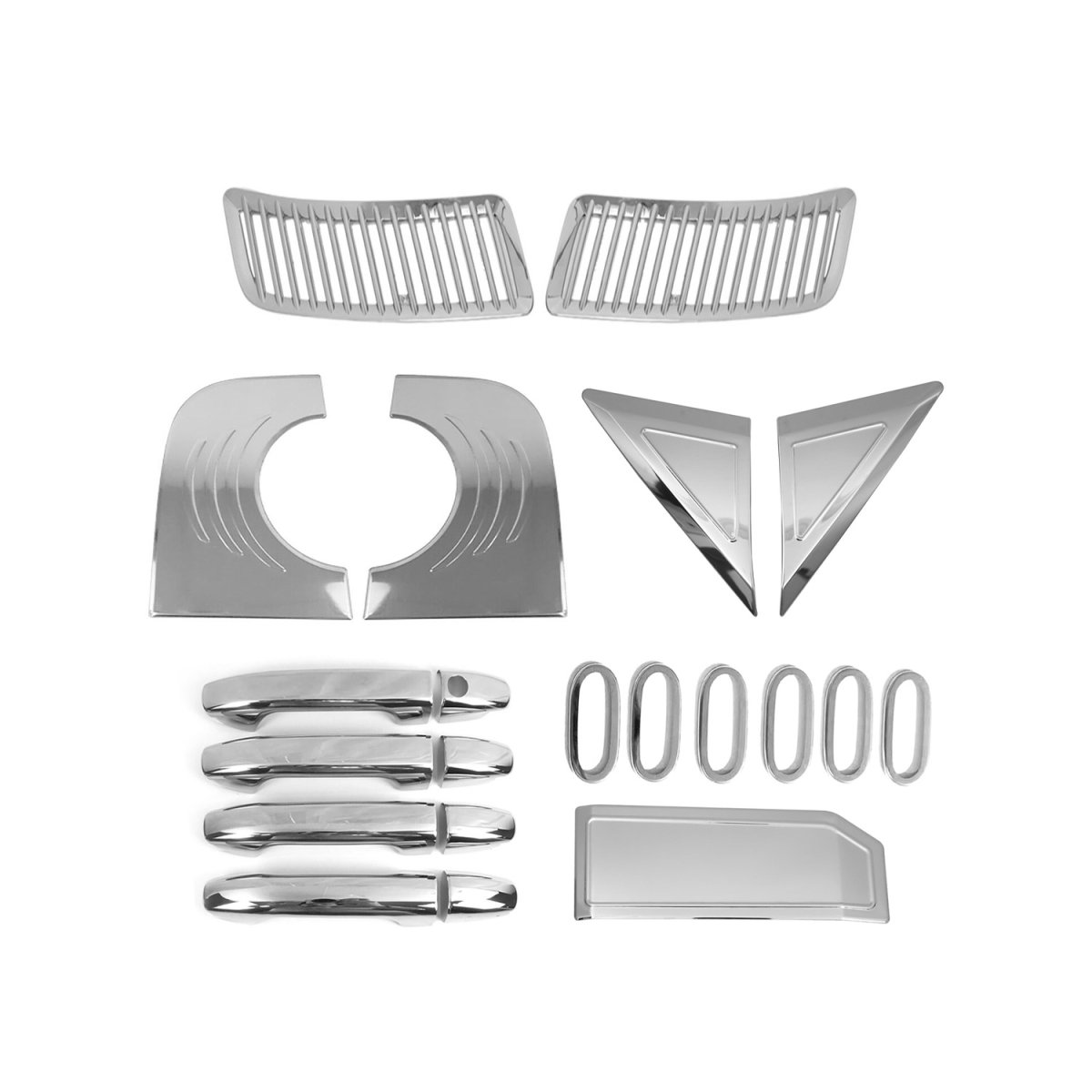 Mercedes Sprinter W906 Chrome Kit - Omac - Door Handle Cover 4 Door H2 + Reflector Frame + Logo + Front Grill + Fuel Caps Cover + Window Quarter Trim - Chrome - '06-'13 Mercedes Sprinter W906 Chrome Kit - Omac - Door Handle Cover 4 Door H2 + Reflector Frame + Logo + Front Grill + Fuel Caps Cover + Window Quarter Trim - Chrome - '06-'13